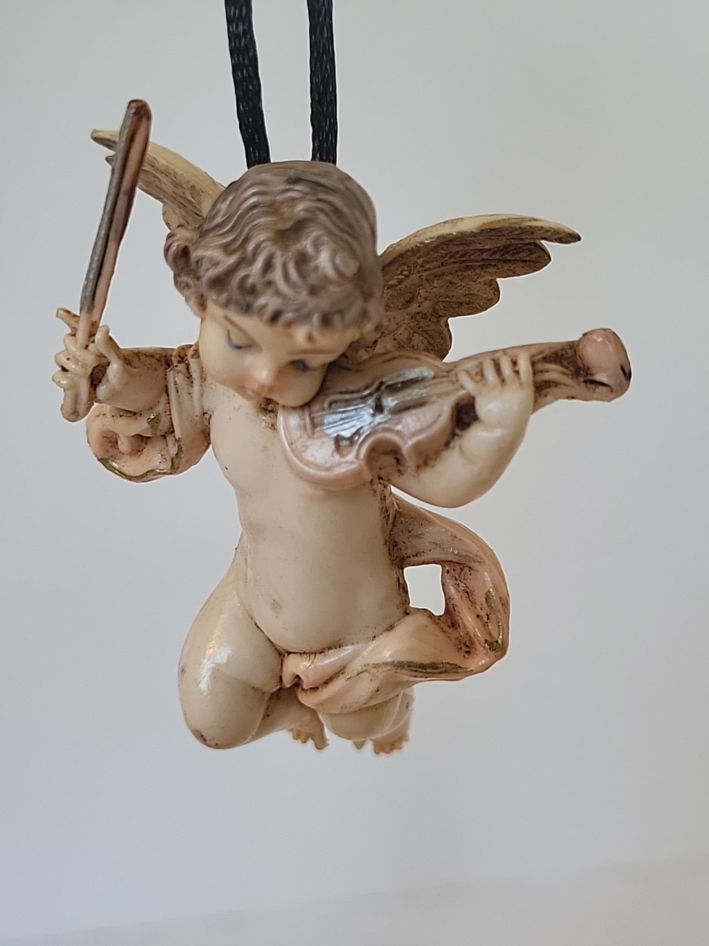 Cherub Violin Hanging Ornament Vintage Italy Fontanini